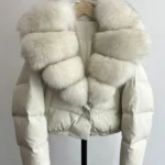 Lagabogy Big Real Fox Fur Collar New Winter Women Puffer Jacket 90% White Duck Down Coat Female Single Breasted Warm Parkas