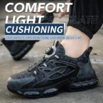 Safety Shoes For Men Steel Toe Anti-Puncture Men’s Work Shoes Slip Resistant Reinforced Sole Rotating Button Fashion Sneaker