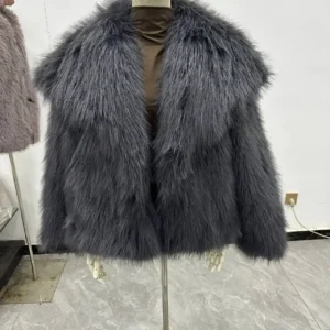 European American Winter New Fashion Women's Elegant Casual Trendy Simple Basic Faux Fur Cardigans Female Clothes Coats Tops