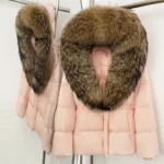 Real Fur Collar Duck Down Coat New Winter Warm Natural Raccoon Fur Down Jacket Female Hooded Fox Fur Coat Women Puffer Jacket