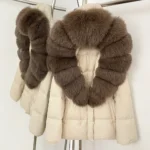 Real Fur Collar Duck Down Coat New Winter Warm Natural Raccoon Fur Down Jacket Female Hooded Fox Fur Coat Women Puffer Jacket