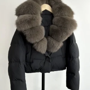 Lagabogy Big Real Fox Fur Collar New Winter Women Puffer Jacket 90% White Duck Down Coat Female Single Breasted Warm Parkas