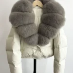 Lagabogy Big Real Fox Fur Collar New Winter Women Puffer Jacket 90% White Duck Down Coat Female Single Breasted Warm Parkas