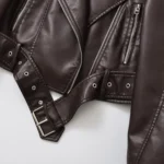 Ailegogo New Spring Autumn Women Vintage Loose Belt Faux Leather Jacket Streetwear Female Retro Moto Biker Coat Outwear