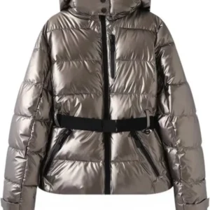 Women's Winter Hooded High Waist Padded Sport Parkas Coats with Belt Female Elegant Thick Warm Pockets Windproof Skiing Jackets