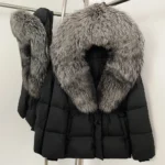 Real Fur Collar Duck Down Coat New Winter Warm Natural Raccoon Fur Down Jacket Female Hooded Fox Fur Coat Women Puffer Jacket