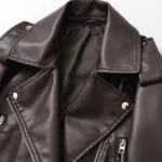 Ailegogo New Spring Autumn Women Vintage Loose Belt Faux Leather Jacket Streetwear Female Retro Moto Biker Coat Outwear