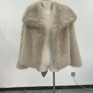 European American Winter New Fashion Women's Elegant Casual Trendy Simple Basic Faux Fur Cardigans Female Clothes Coats Tops