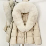 Real Fur Collar Duck Down Coat New Winter Warm Natural Raccoon Fur Down Jacket Female Hooded Fox Fur Coat Women Puffer Jacket