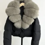 Lagabogy Big Real Fox Fur Collar New Winter Women Puffer Jacket 90% White Duck Down Coat Female Single Breasted Warm Parkas
