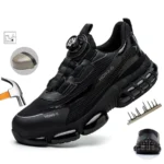 Safety Shoes For Men Steel Toe Anti-Puncture Men’s Work Shoes Slip Resistant Reinforced Sole Rotating Button Fashion Sneaker