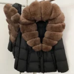 Real Fur Collar Duck Down Coat New Winter Warm Natural Raccoon Fur Down Jacket Female Hooded Fox Fur Coat Women Puffer Jacket