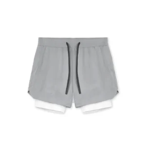 Mens Summer 7 Inch Liner Shorts Double Layer Drawstring Breathable Stretch Running Training Sports Casual Quick Dry Gym Shorts