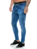 2023 New European and American Wash Rock Cool Slim Sidestripe Style Motorcycle Men's Feet Pants Men's Tight Jeans