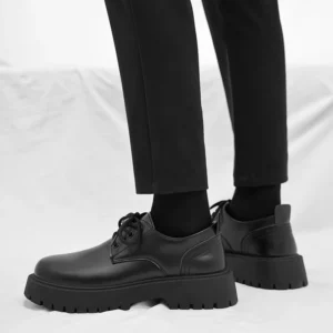 Black Lace-Up Dress s for Men Size 39-44 Thick Sole Closed Toe Height Increasing Feature for Spring