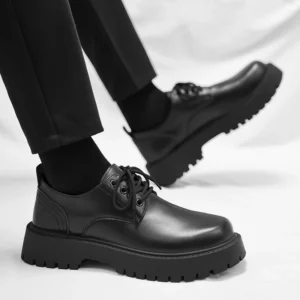 Black Lace-Up Dress s for Men Size 39-44 Thick Sole Closed Toe Height Increasing Feature for Spring