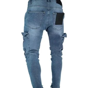 Slim Fit Biker Jeans Custom Denim Distressed Pants Skinny Men Trousers Ripped Blue Jeans Size 4XL
