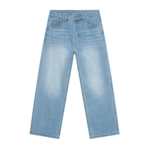 Men Fashion Style Stone Washed Baggy Wide Leg Jeans Trousers Men Denim Carpenter Custom Straight Designer Jeans