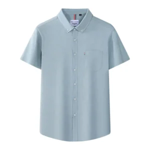 100 Cotton Men's Casual Shirt Breathable Non-Iron Solid Pattern Short Sleeve Summer Comfortable Healthy Skin-friendly Oxford
