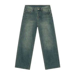 Men Fashion Style Stone Washed Baggy Wide Leg Jeans Trousers Men Denim Carpenter Custom Straight Designer Jeans