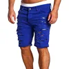 Fashion Men Boy Skinny Runway Straight Short Casual Denim Pants Runway Straight Destroyed Ripped Jeans Shorts