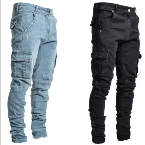 High Street Popular Multi-pocket Functional Cargo Casual Trousers Men's and Women Cargo Pant Mens Denim Cargo Jeans Pants