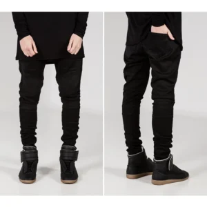 New European and American Men's Jeans 3D Cut Slim Fit Elastic Feet Pants Motorcycle Jeans Men's Long Pants Jeans