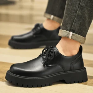 Black Lace-Up Dress s for Men Size 39-44 Thick Sole Closed Toe Height Increasing Feature for Spring