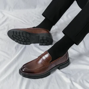 New Wholesale Business Wedding Mens Leather Oxford Dress s High Quality Black Loafers Elevator Worker  Real Cow 38-46#