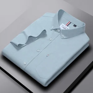 100 Cotton Men's Casual Shirt Breathable Non-Iron Solid Pattern Short Sleeve Summer Comfortable Healthy Skin-friendly Oxford