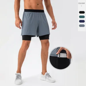 Custom Logo Compression Quick Dry Running Mens 2 in 1 Sport Workout Training Men Gym Athletic Shorts