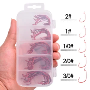 50pcs/box Offset Fishing Hook Jig Head Wide Crank Fishhook For Soft Worm Lure Barbed Fishing Hooks