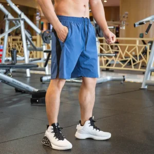 Mens Fitness Running Shorts Breathable Quick Drying Training Workout Gym Sport Shorts Joggers Zip Pocket Shorts