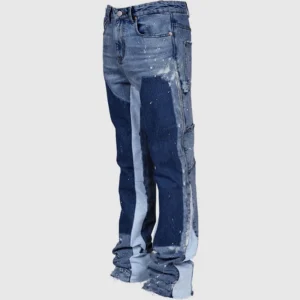 RNSHANGER New Fashion Men's Jeans High Street Loose Straight Leg Casual Pants American Retro Micro Trumpet Starry Sky Jeans