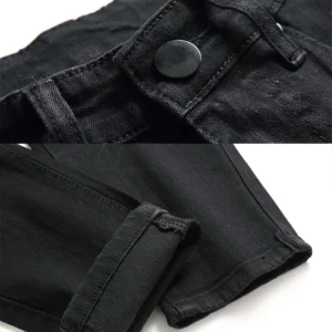 Mens Slim Fit Knee Ripped Jeans Plus Size Black White Skinny Distressed Stretch Denim Trousers Work Pants