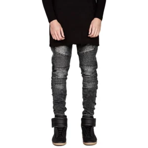 New European and American Men's Jeans 3D Cut Slim Fit Elastic Feet Pants Motorcycle Jeans Men's Long Pants Jeans
