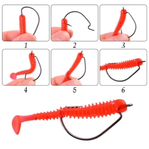 50pcs/box Offset Fishing Hook Jig Head Wide Crank Fishhook For Soft Worm Lure Barbed Fishing Hooks