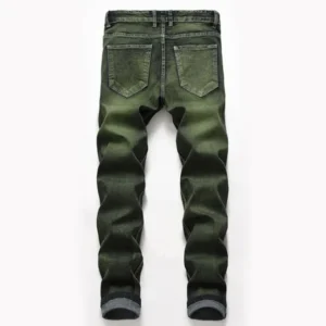 New Gray Green Mens Jeans Fashion Classic Style Elastic Straight Slim Denim Trousers High Elastic Skinny Jeans for Male