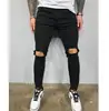 Stretch Slim Denim Pant High Quality Ripped Hole Street Jeans Casual Pants Trousers for Men