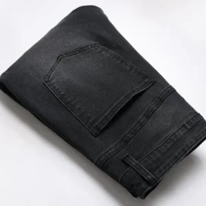 New High Quality Men's Jeans Distressed Slim Fit Motorcycle Biker  Denim Jeans Blue Designer Pants Ripped Biker Jeans