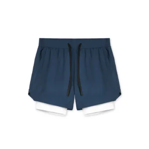 Mens Summer 7 Inch Liner Shorts Double Layer Drawstring Breathable Stretch Running Training Sports Casual Quick Dry Gym Shorts