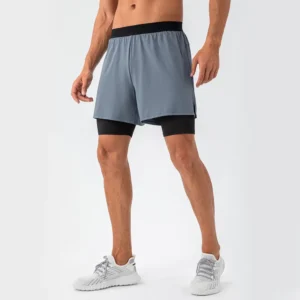 Custom Logo Compression Quick Dry Running Mens 2 in 1 Sport Workout Training Men Gym Athletic Shorts