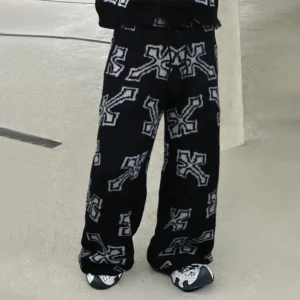 Men's Woolen 100% Polyester Color Blocked Casual Straight Anti-Wrinkle Drawstring Midweight Mid Waist Pockets Winter Pants