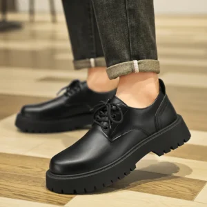 Black Lace-Up Dress s for Men Size 39-44 Thick Sole Closed Toe Height Increasing Feature for Spring