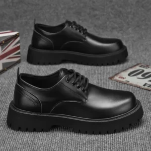 Black Lace-Up Dress s for Men Size 39-44 Thick Sole Closed Toe Height Increasing Feature for Spring