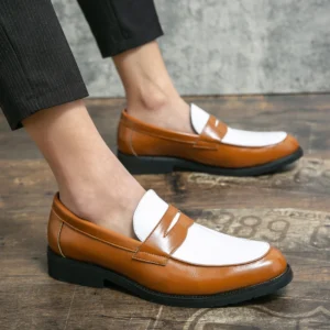 Large Size 38-46 Black and White Color Microfiber Leather Dress s Slip-on Loafers for Men