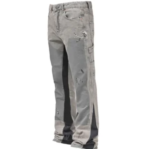 RNSHANGER New Fashion Men's Jeans High Street Loose Straight Leg Casual Pants American Retro Micro Trumpet Starry Sky Jeans