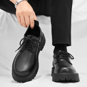 Black Lace-Up Dress s for Men Size 39-44 Thick Sole Closed Toe Height Increasing Feature for Spring