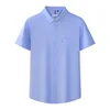 100 Cotton Men's Casual Shirt Breathable Non-Iron Solid Pattern Short Sleeve Summer Comfortable Healthy Skin-friendly Oxford