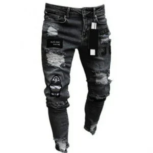 Multi-Colors Men's Denim Jeans Pants Trousers Top Quality Mens Jeans Knee Hole Zipper Pants Foreign Trade Men's Denim Trousers